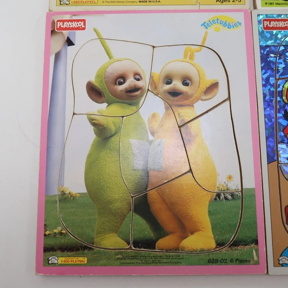 Disney Aladdin Teletubbies Pirates Raggedy Playskool Wooden Tray Puzzles Lot